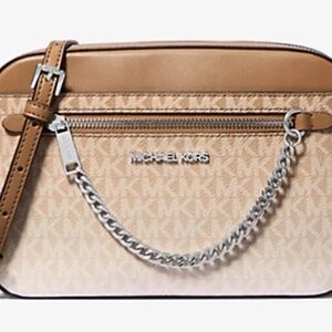 Michael Kors Brown Husk Ombre Jet Set Item Crossbody Bag